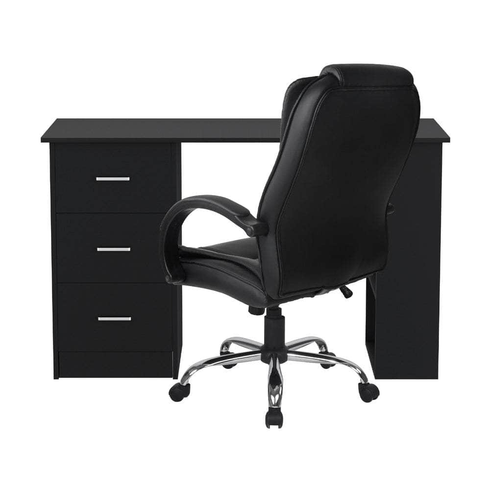 Computer Desk 120cm Executive Office Chair Set PU Leather High Back