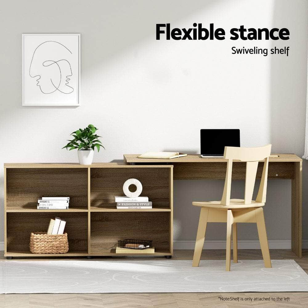 Computer Desk Bookshelf Oak 130Cm
