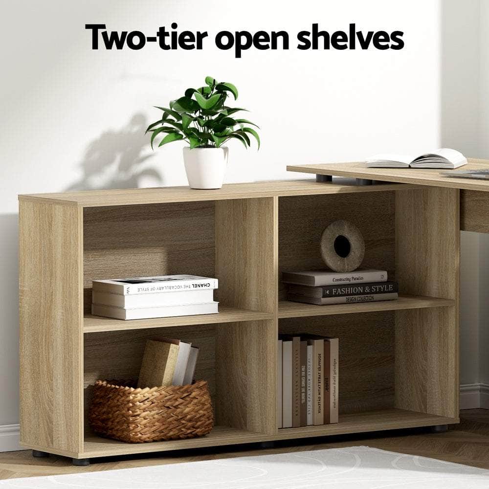 Computer Desk Bookshelf Oak 130Cm
