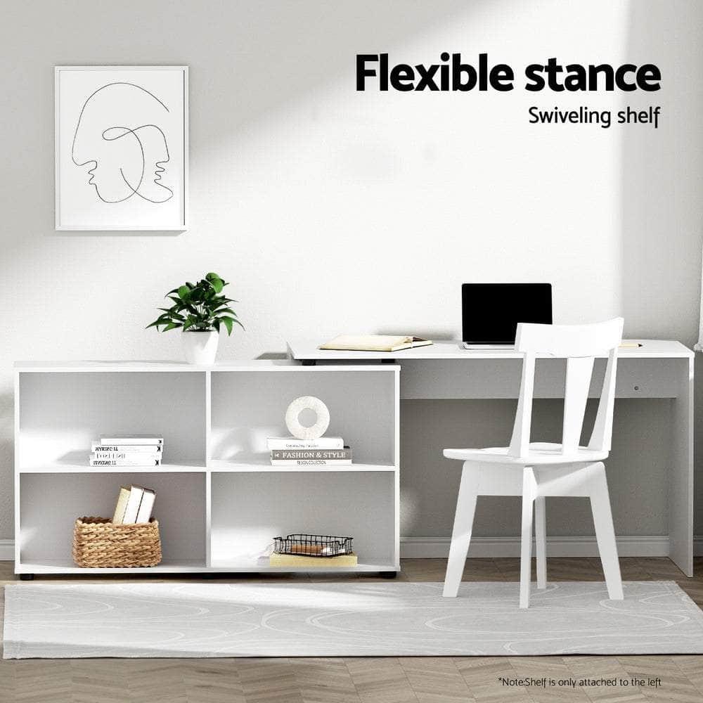 Computer Desk Bookshelf White 130Cm
