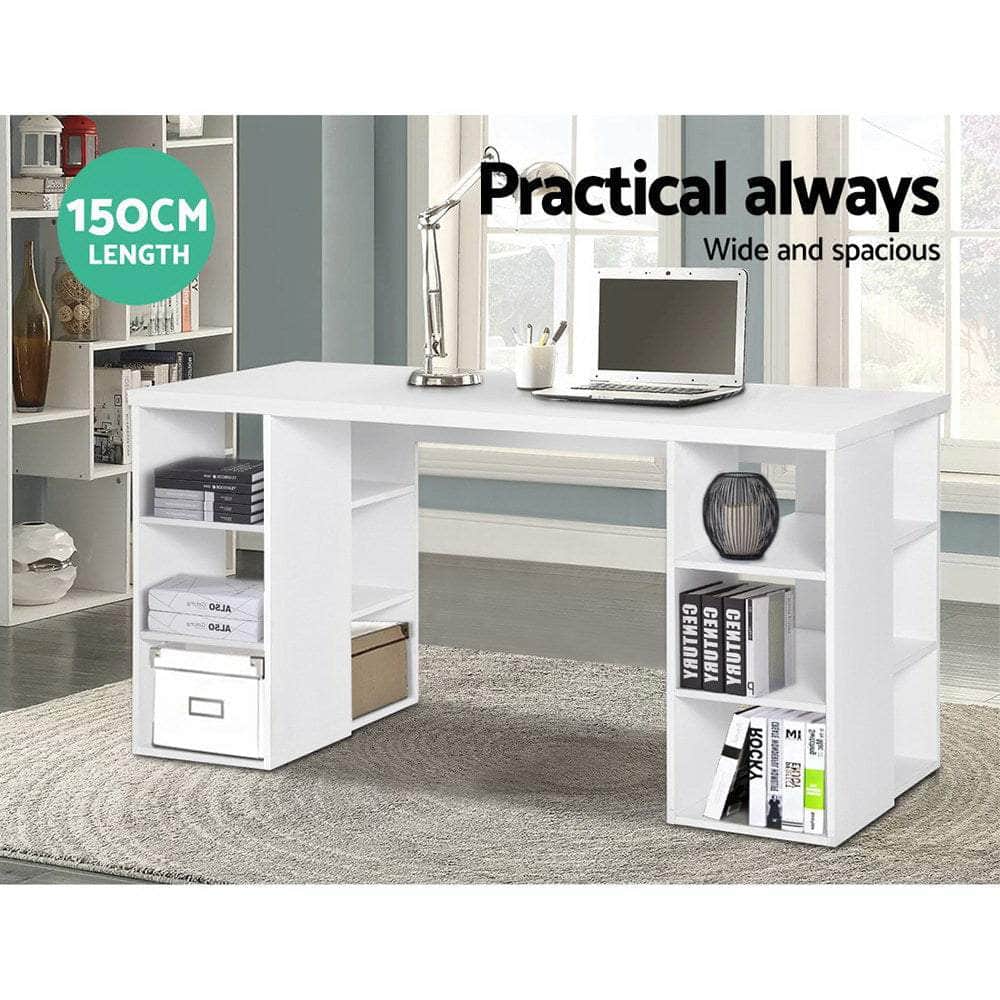 Computer Desk Bookshelf White 150Cm