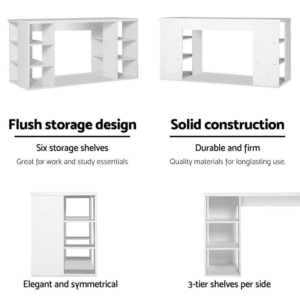 Computer Desk Bookshelf White 150Cm