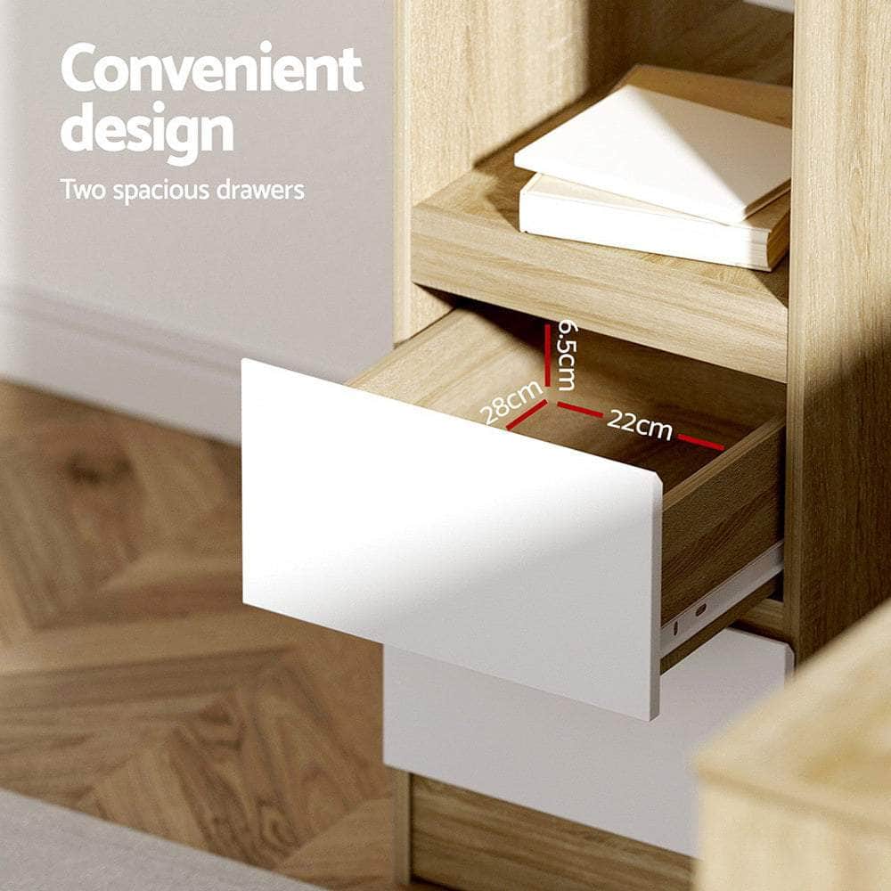 Computer Desk Drawer Cabinet L-Shape Oak 136Cm