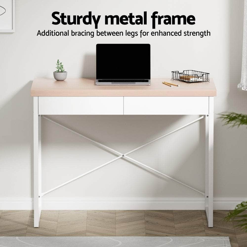 Computer Desk Drawer Storage Oak 100Cm