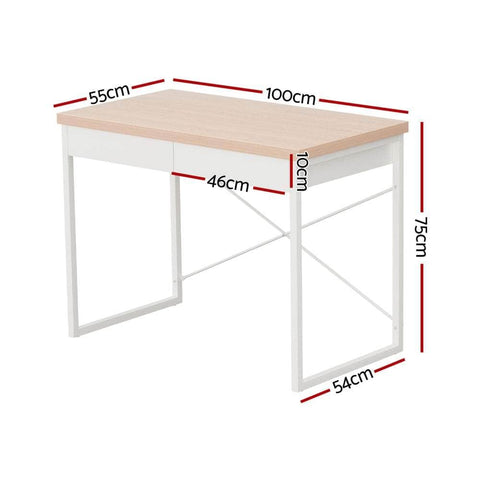 Computer Desk Drawer Storage Oak 100Cm