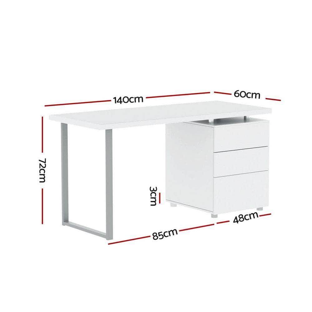 Computer Desk Drawer White 140Cm