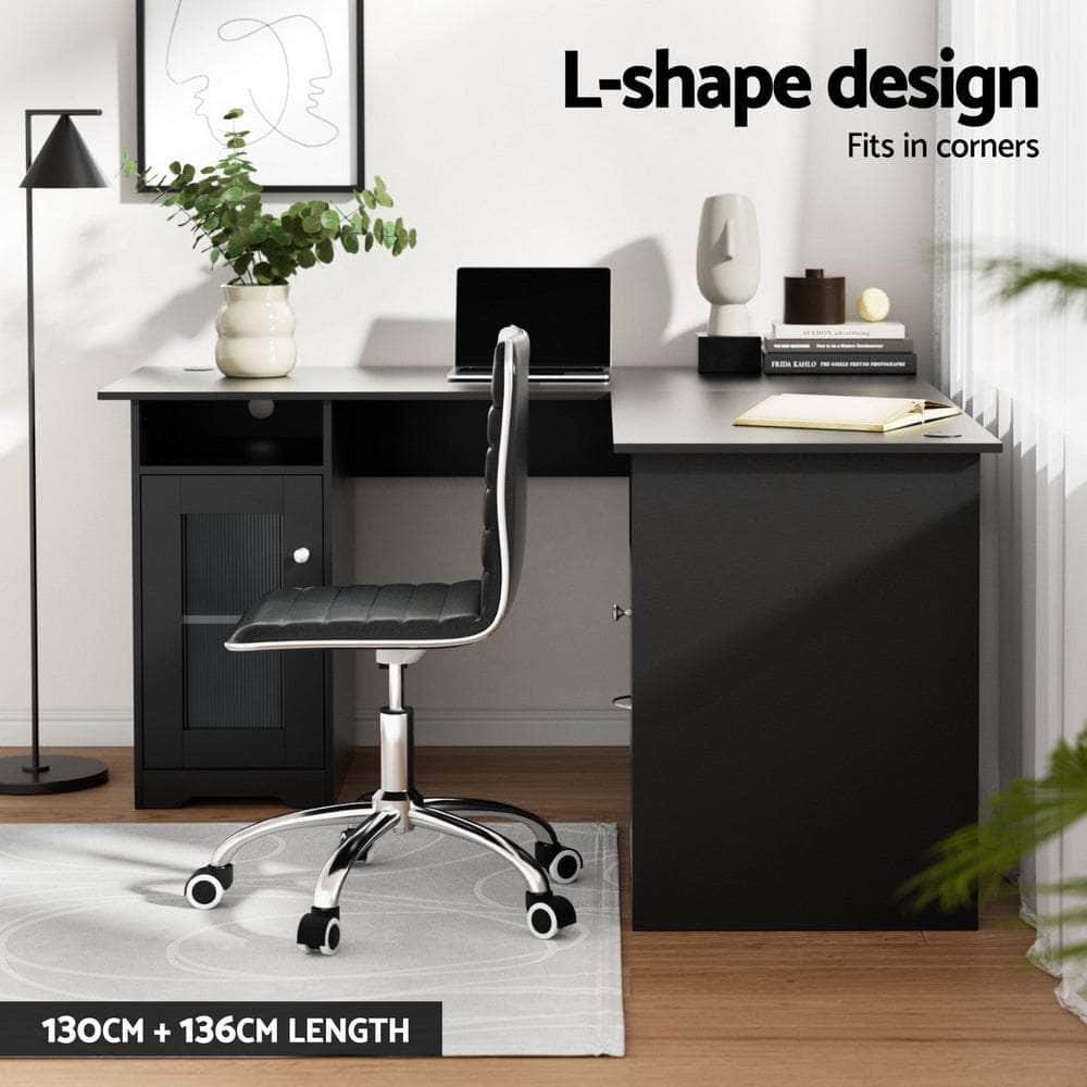 Computer Desk Home Office Study Desks L-shaped Corner Table with Storage