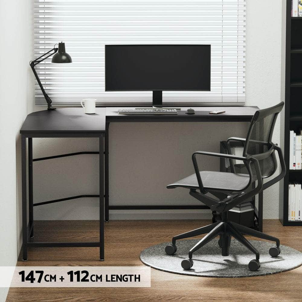 Computer Desk L-Shape Cpu Stand Black 147Cm