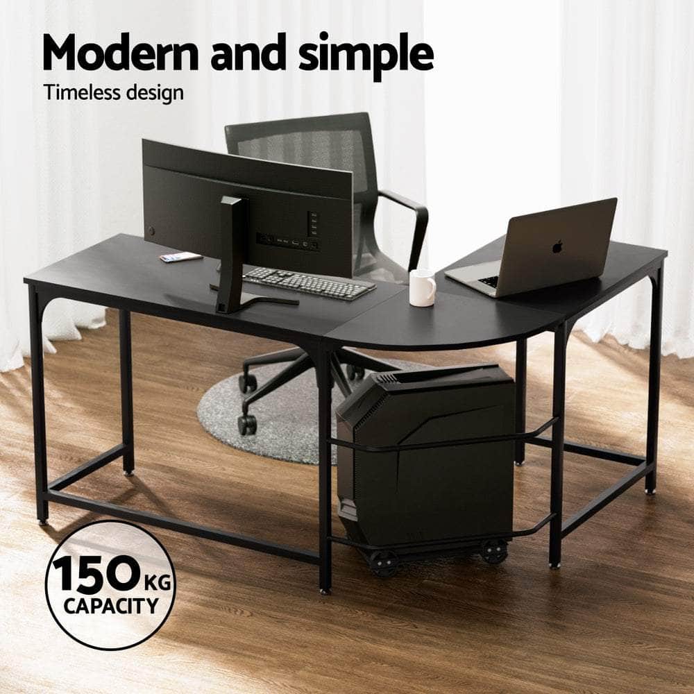 Computer Desk L-Shape Cpu Stand Black 147Cm