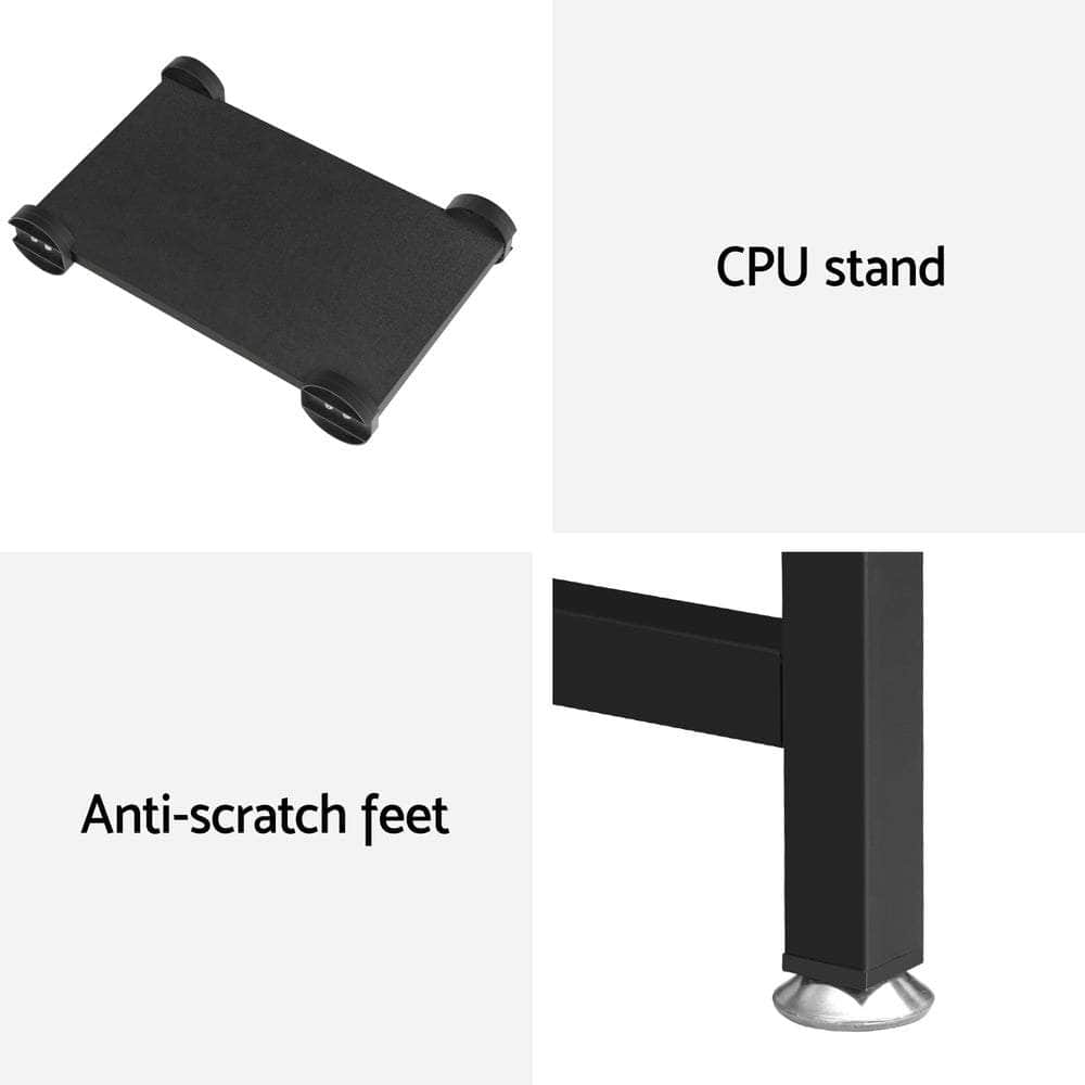 Computer Desk L-Shape Cpu Stand Black 147Cm