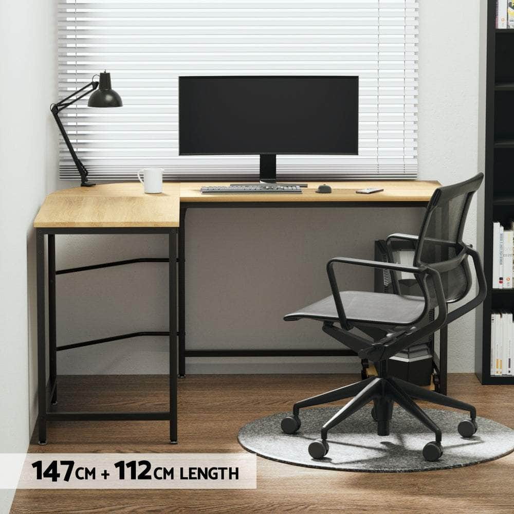 Computer Desk L-Shape Cpu Stand Oak 147Cm