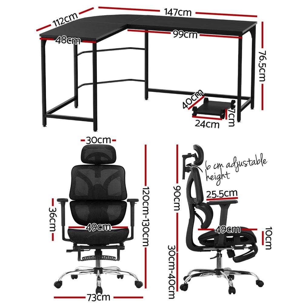 Computer Desk L-Shape Study Desks Ergonomic Office Chair Mesh Chairs