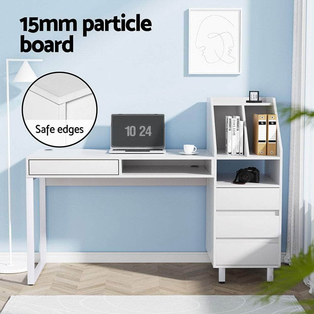 Computer Desk Office Study Desks Table Drawer Bookshelf