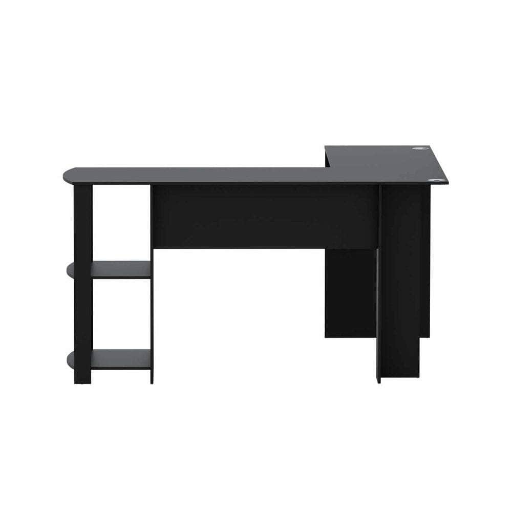 Computer Desk Shelf L-Shape Black 136Cm