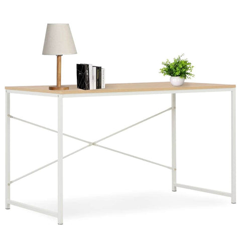 Computer Desk White and Oak
