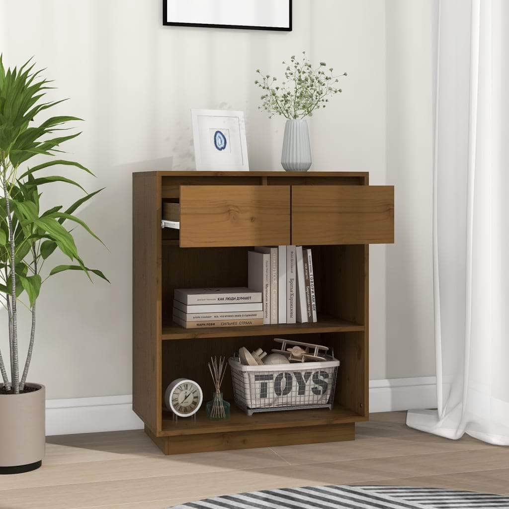 Console Cabinet Solid Wood Pine Brown/Natural/White/Black