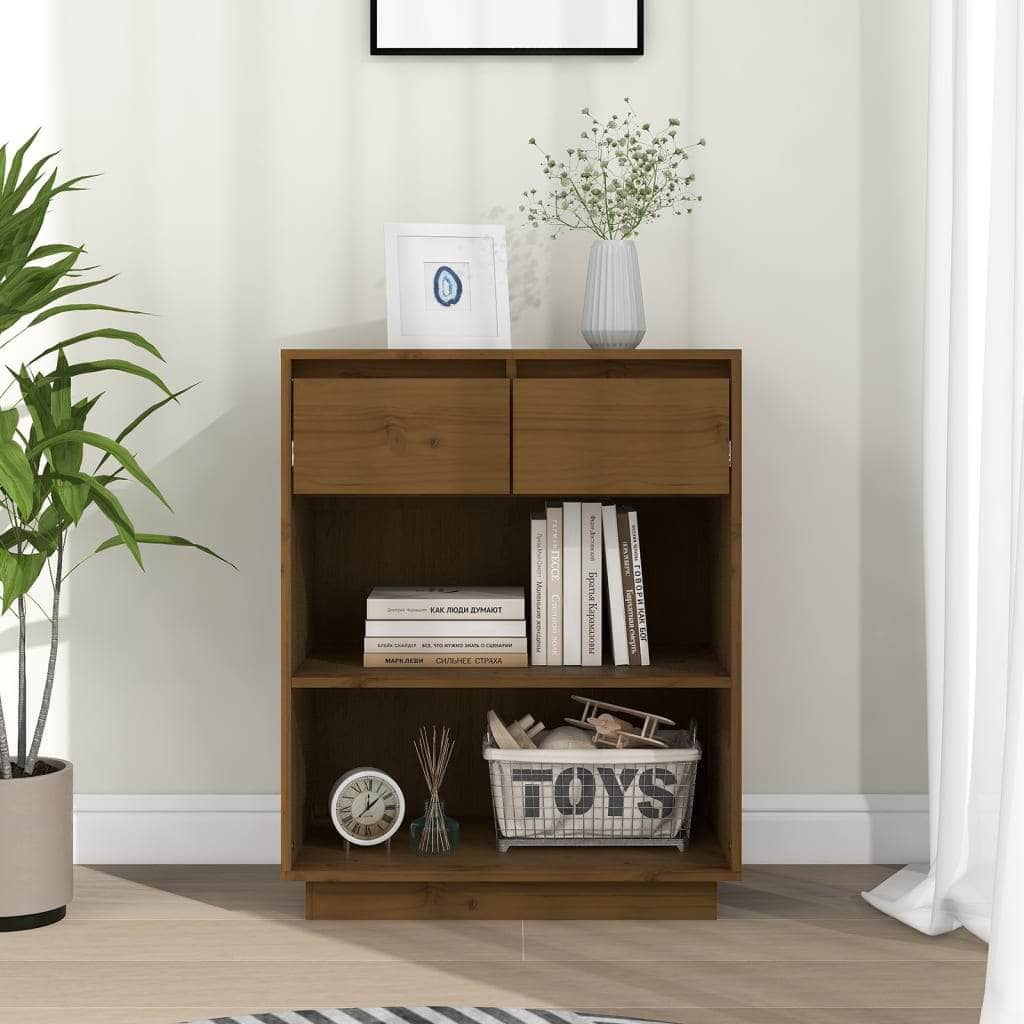 Console Cabinet Solid Wood Pine Brown/Natural/White/Black