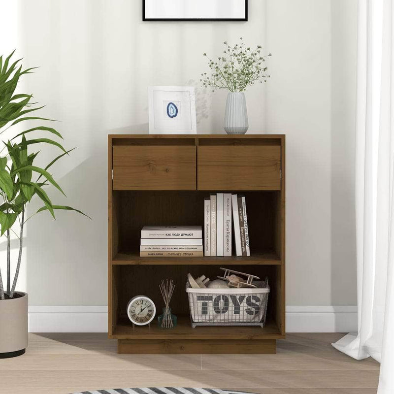 Console Cabinet Solid Wood Pine Brown/Natural/White/Black with Wood finish