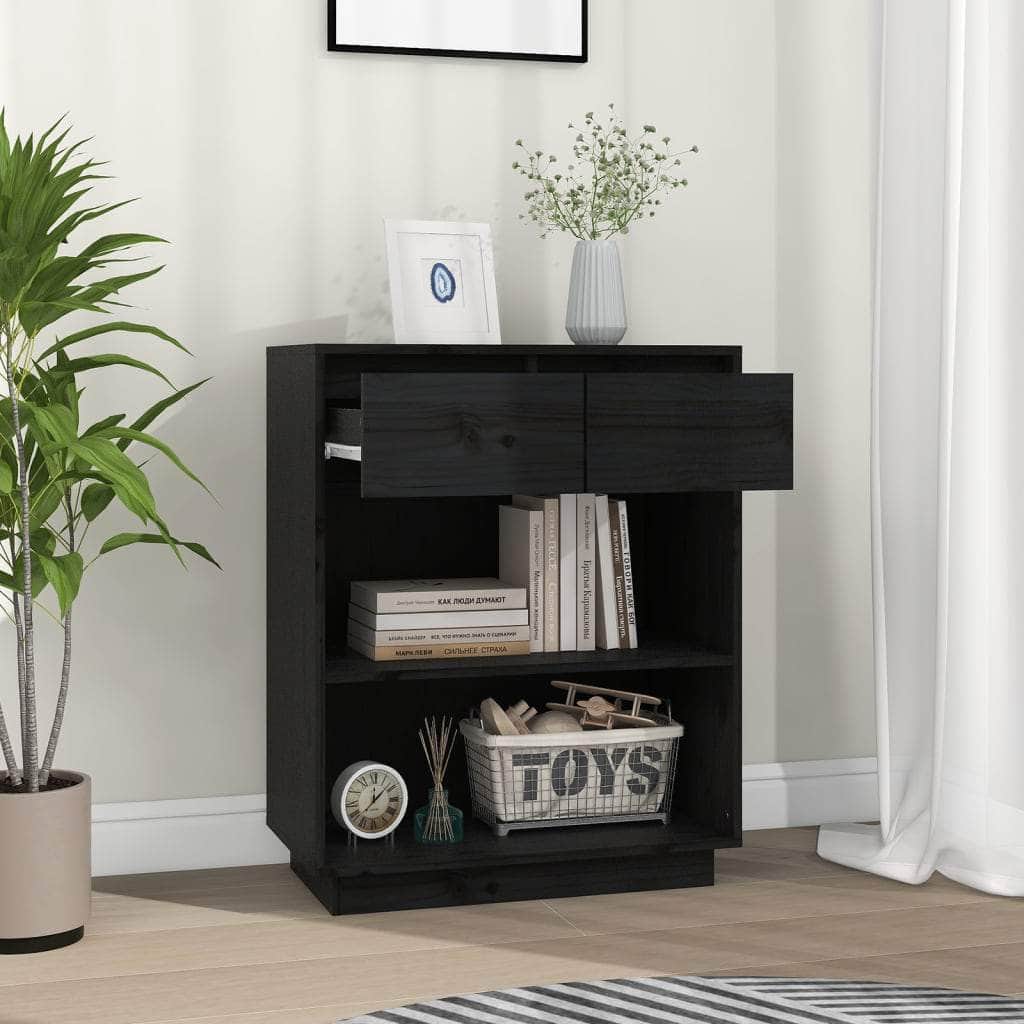 Console Cabinet Solid Wood Pine Brown/Natural/White/Black