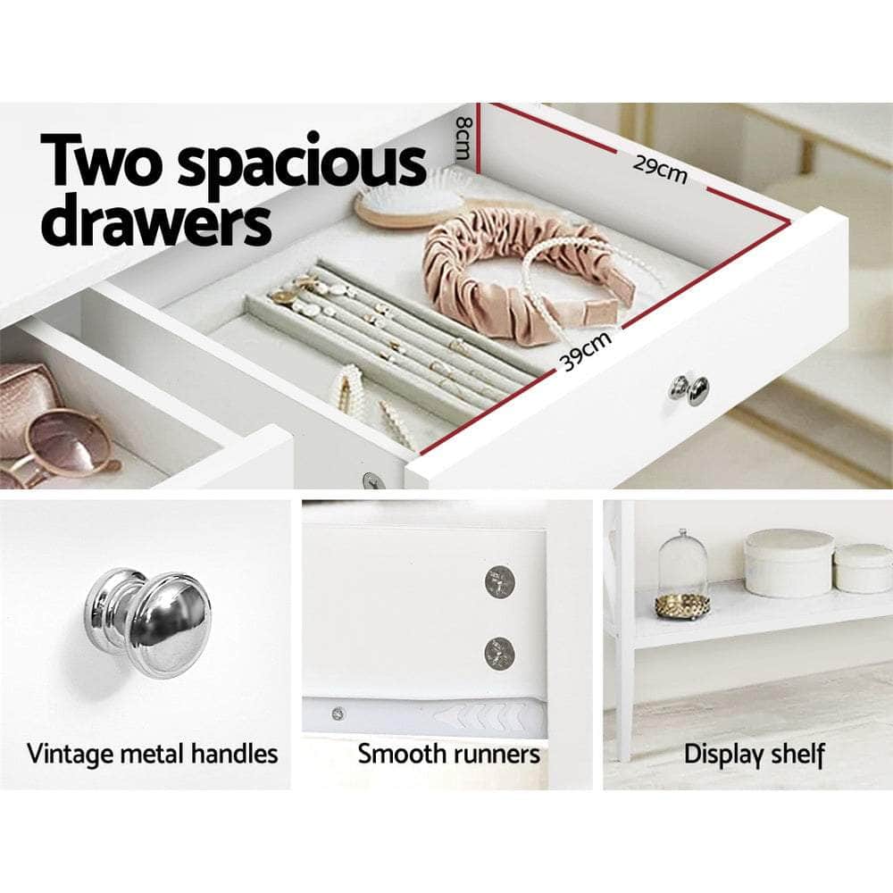 Console Table 2 Drawers 100Cm White Chole