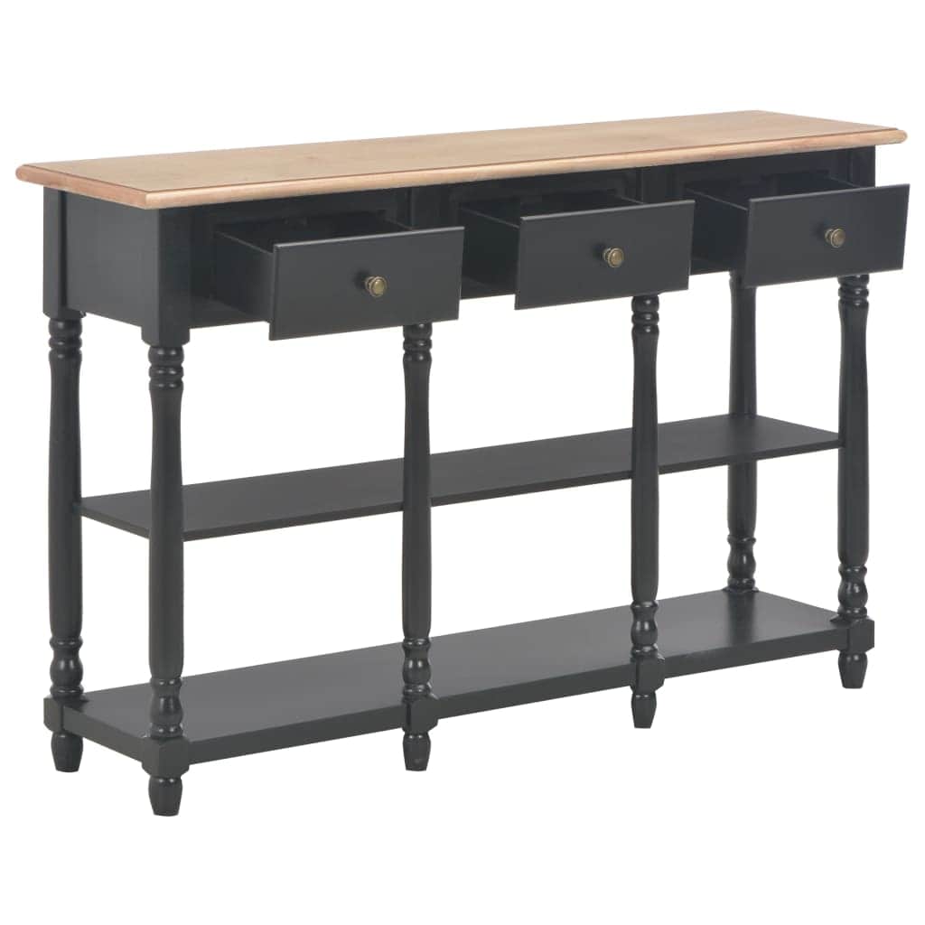 Console Table 3 Drawer 2 Shelf Engineered Wood Hallway Storage Unit Black