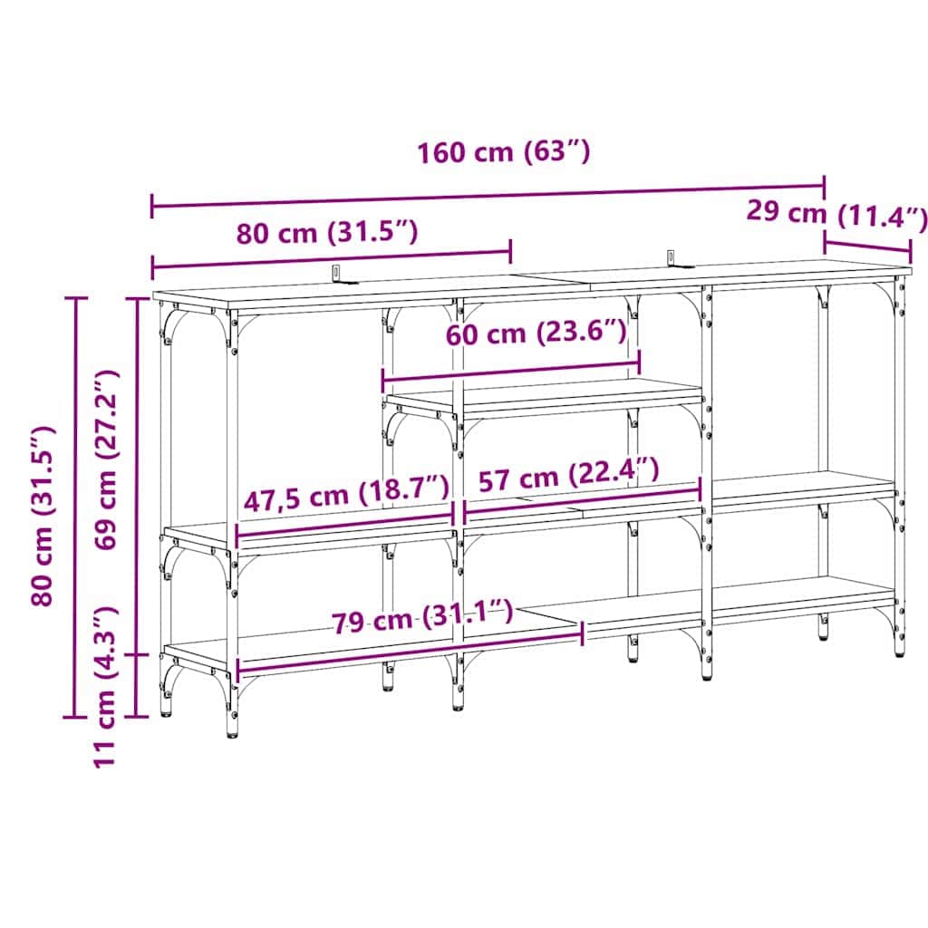Console Table Black oak Engineered wood - High Quality