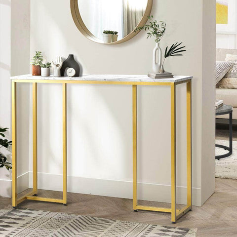Console Table Hallway Entry Side Tables Marble Effect Hall Display White&Gold