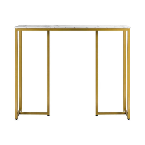 Console Table Marble Effect Hall Display White & Gold Modern Entryway Table