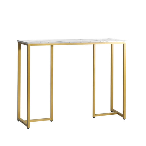 Console Table Marble Effect Hall Display White & Gold Modern Entryway Table