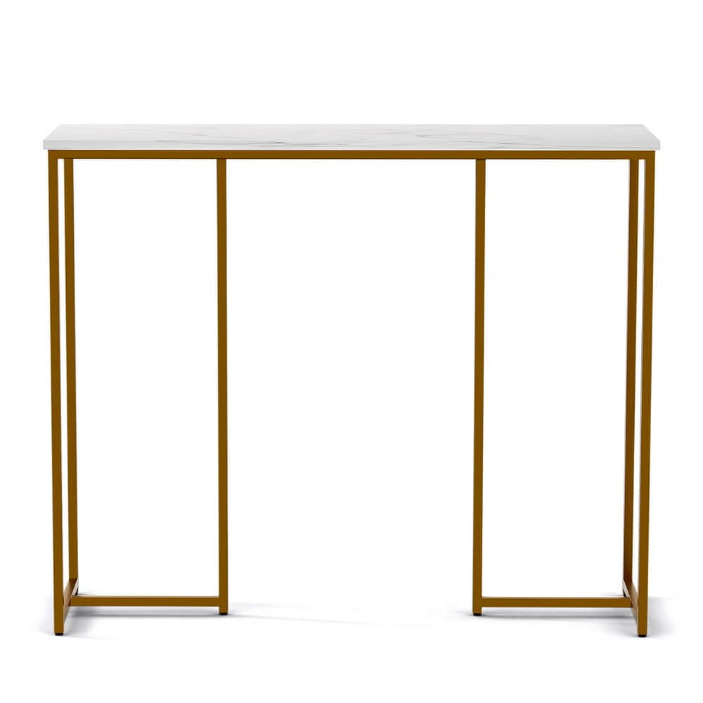 Console Table Marble Effect White&Gold