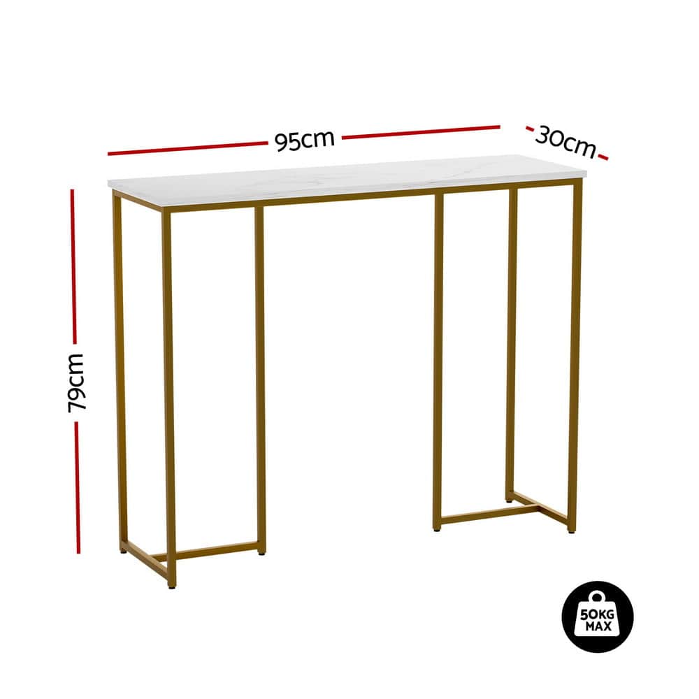 Console Table Marble Effect White&Gold