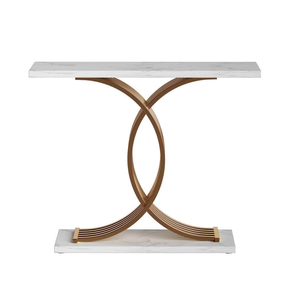 Console Table Marble Effect White&Gold - Stylish and Elegant Furniture Piece