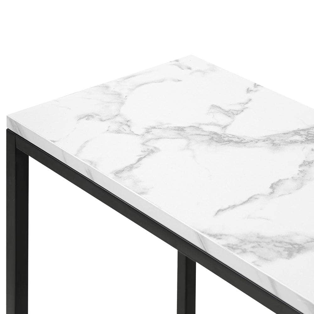 Console Table Marble-look Iron Black&White