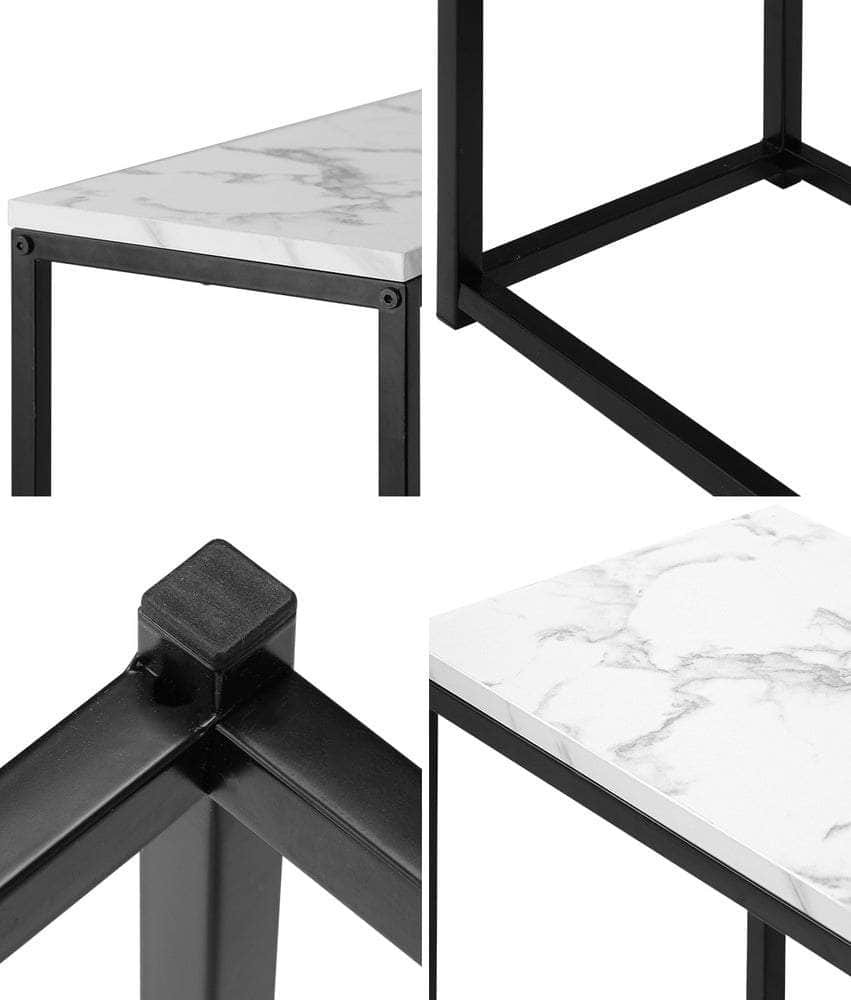 Console Table Marble-look Iron Black&White