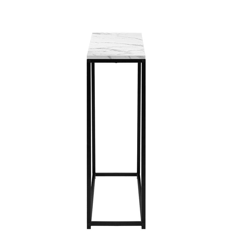 Console Table Marble-look Iron Black&White