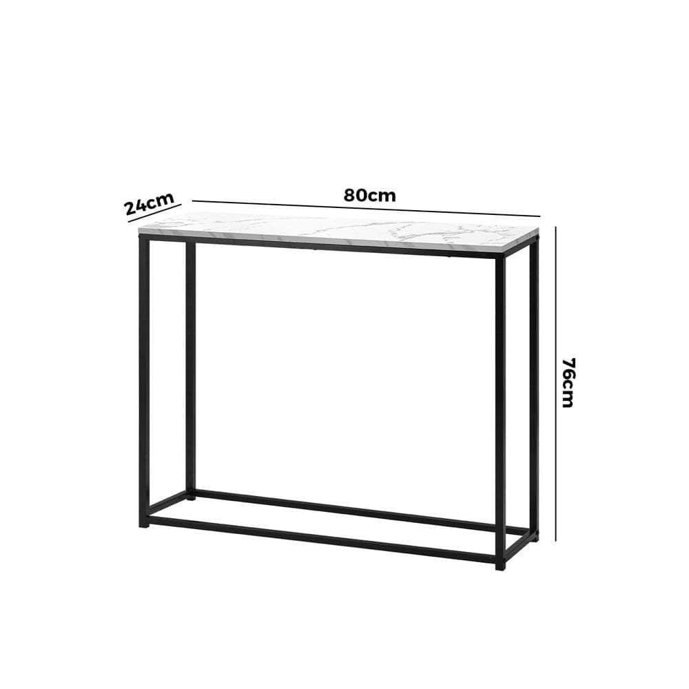 Console Table Marble-look Iron Black&White