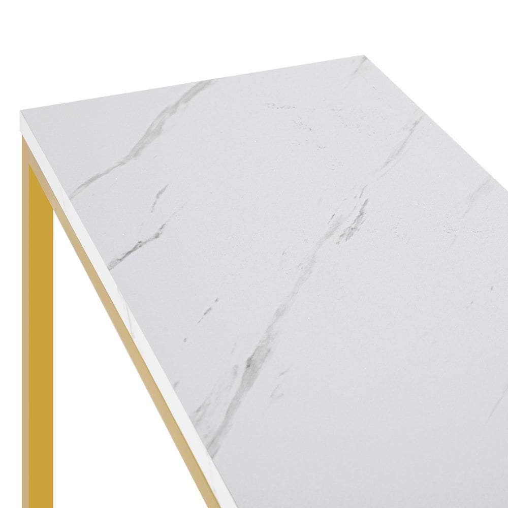 Console Table Marble-look Iron Gold&White
