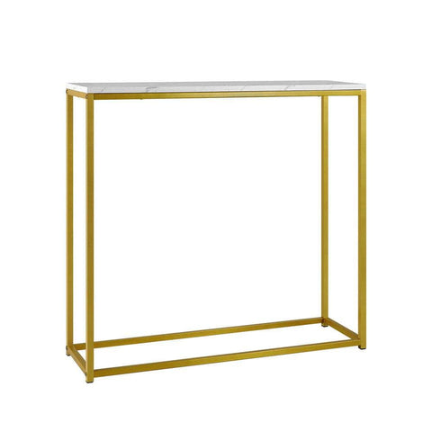 Console Table Marble-look Iron Gold&White