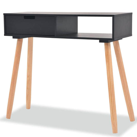 Console Table Solid Pinewood Black