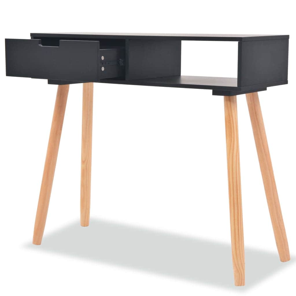 Console Table Solid Pinewood Black