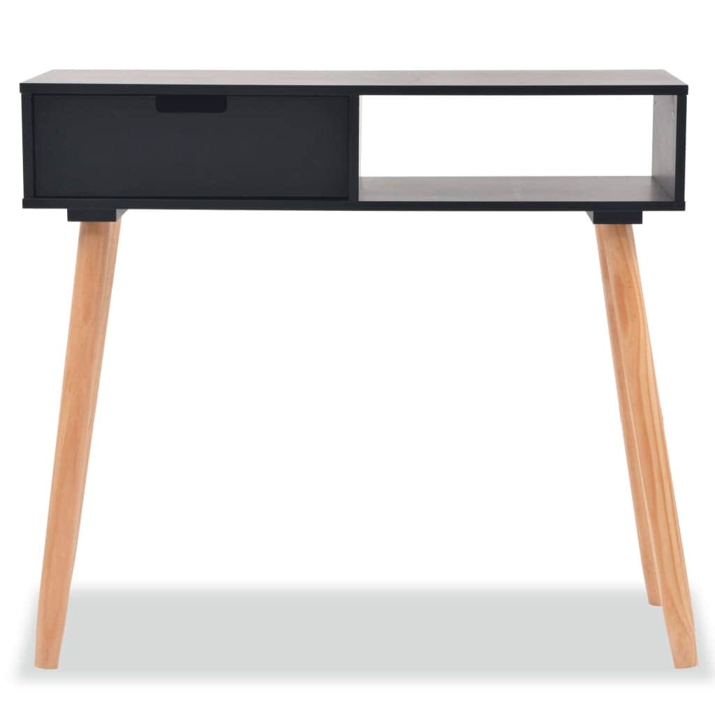 Console Table Solid Pinewood Black