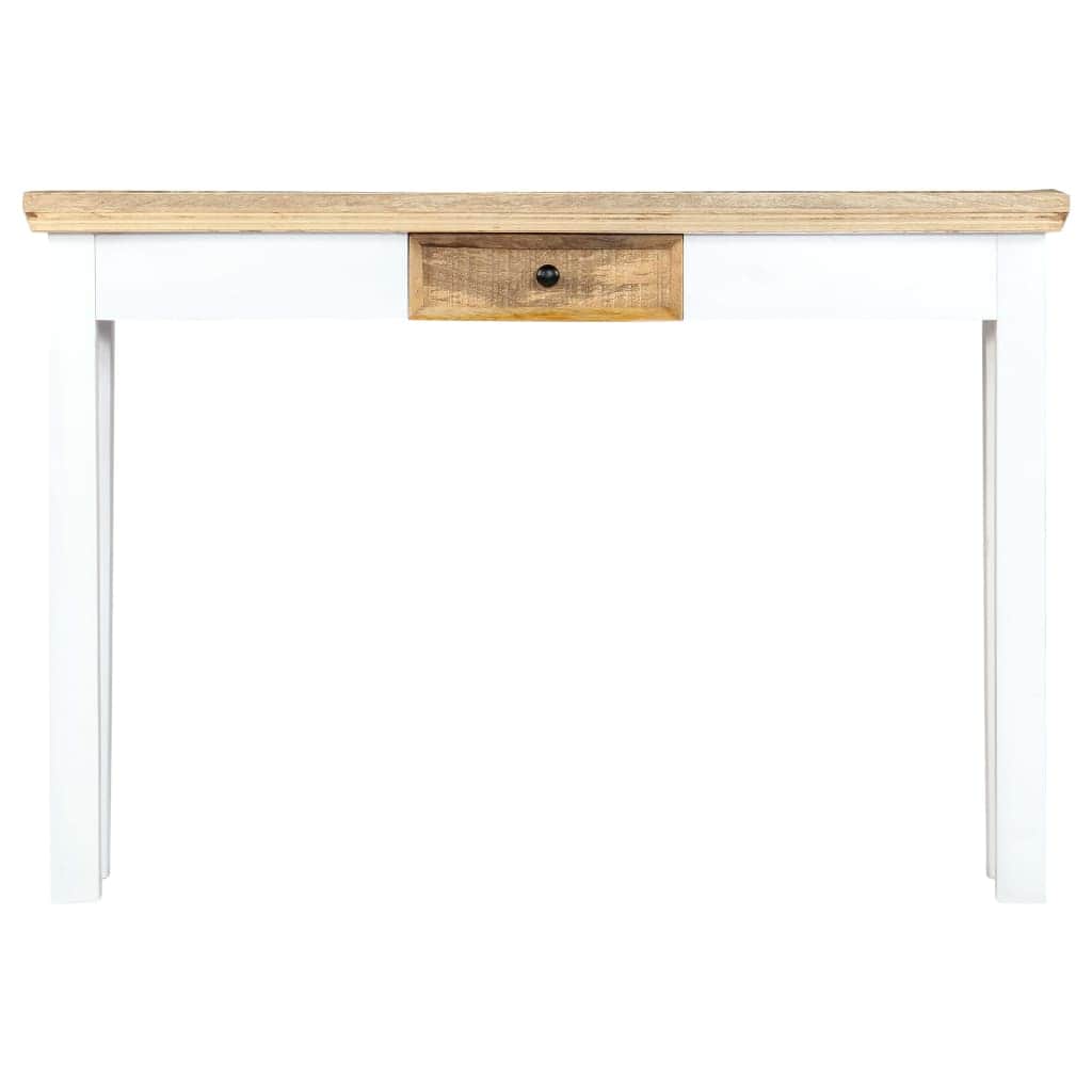 Console Table White and Brown Solid Mango Wood