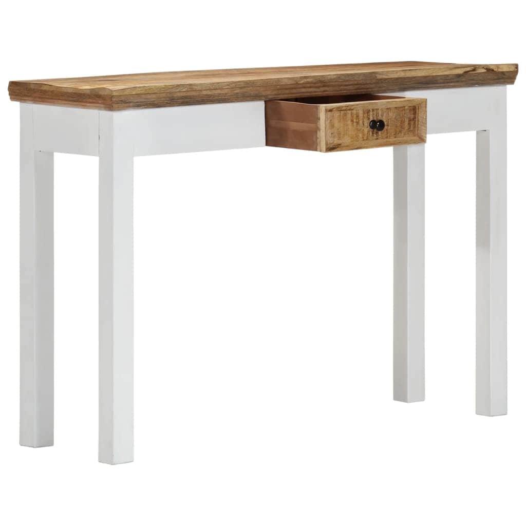 Console Table White and Brown Solid Mango Wood