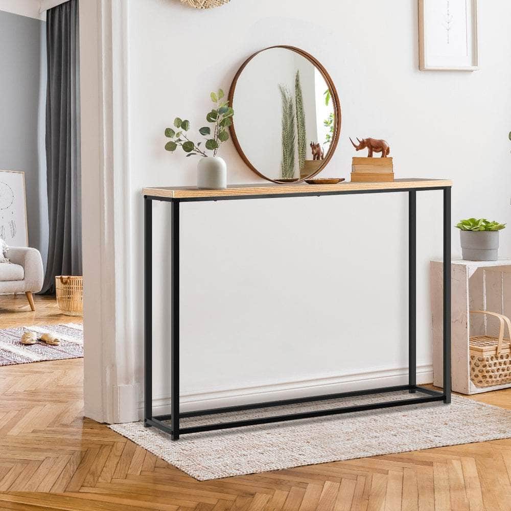 Console Table Wooden Tabletop Black&Wood
