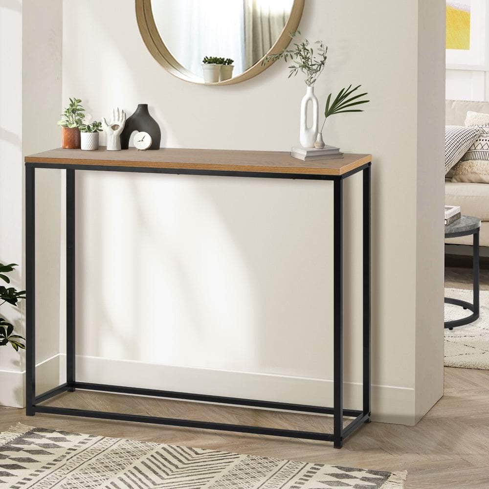 Console Table Wooden Tabletop Black&Wood