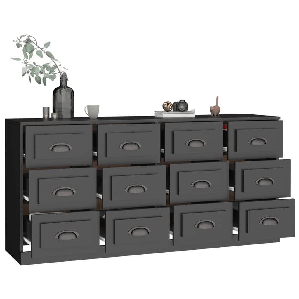 Contemporary 2 Pcs of White Engineered Wood Sideboards