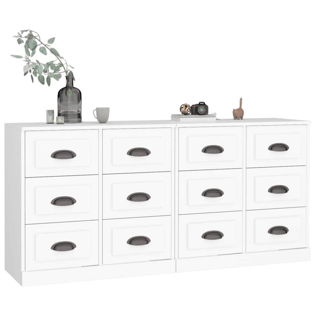 Contemporary 2 Pcs of White Engineered Wood Sideboards