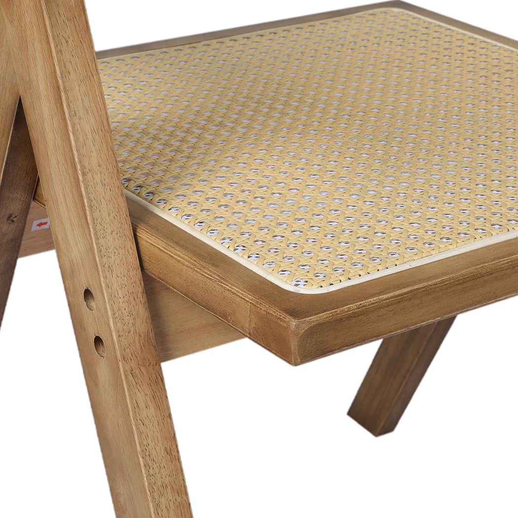 Contemporary 2x Dining Chair Solid Wood Rattan Natural  Adjustable