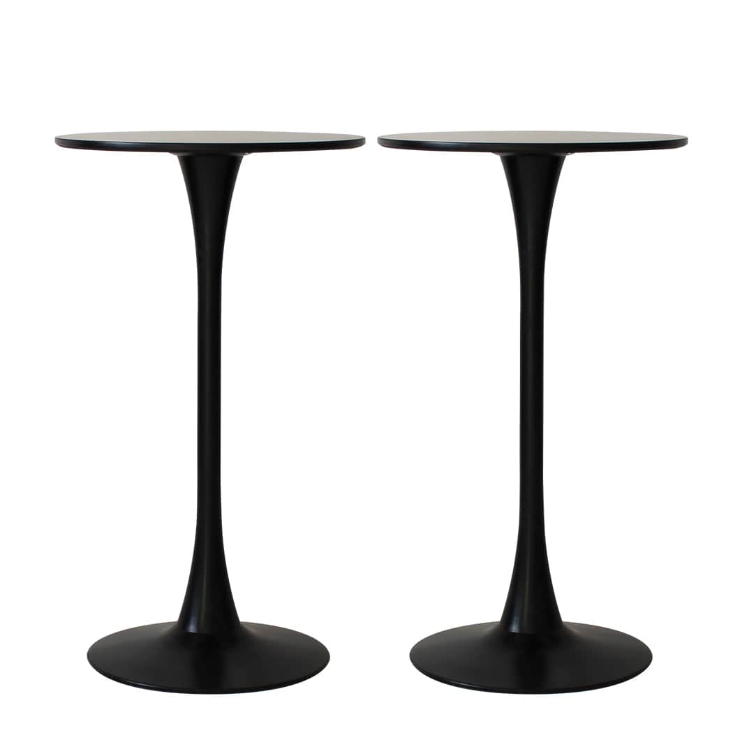 Contemporary 2x Round Bar Table Pub Tables Black  Easy Assembly