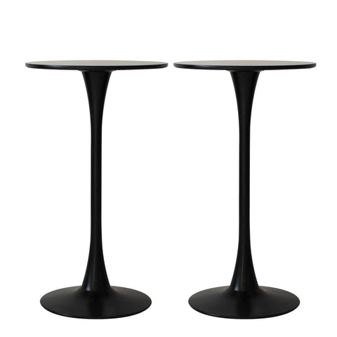 Contemporary 2x Round Bar Table Pub Tables Black  Easy Assembly